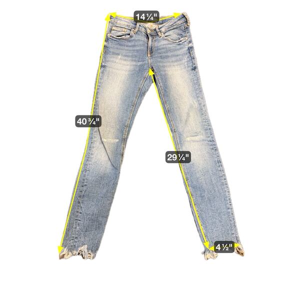 Zara Woman Premium Denim Women's Skinny Jeans Distressed Raw Hem Lt Wash Size 2 - Picture 3 of 16